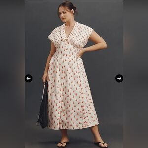 NWT Anthropologie Short-Sleeve V-Neck Midi Dress 1X